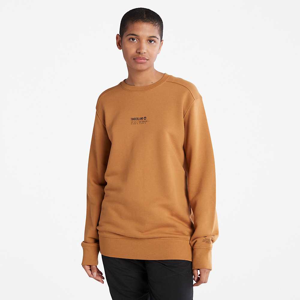 Light Brown Men's Timberland Luxe Comfort Essentials Raglan Refibra™ Sweatshirt | Israel-5846709