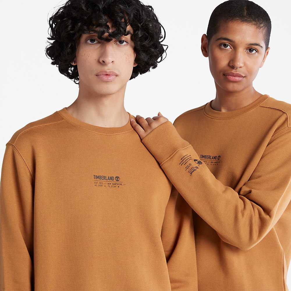 Light Brown Men's Timberland Luxe Comfort Essentials Raglan Refibra™ Sweatshirt | Israel-5846709