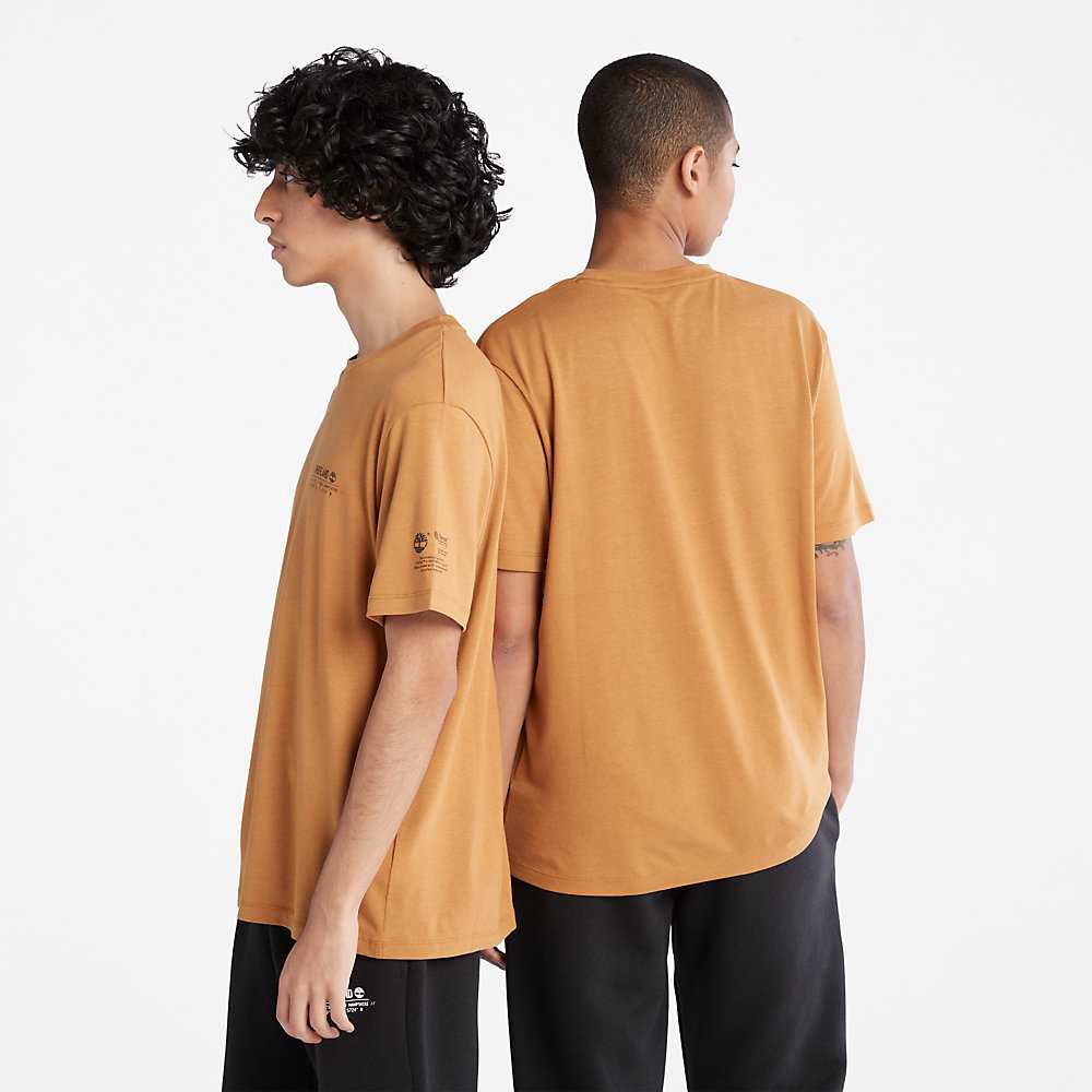 Light Brown Men's Timberland Luxe Comfort Essentials Tencel™ x Refibra™ T Shirts | Israel-8307641