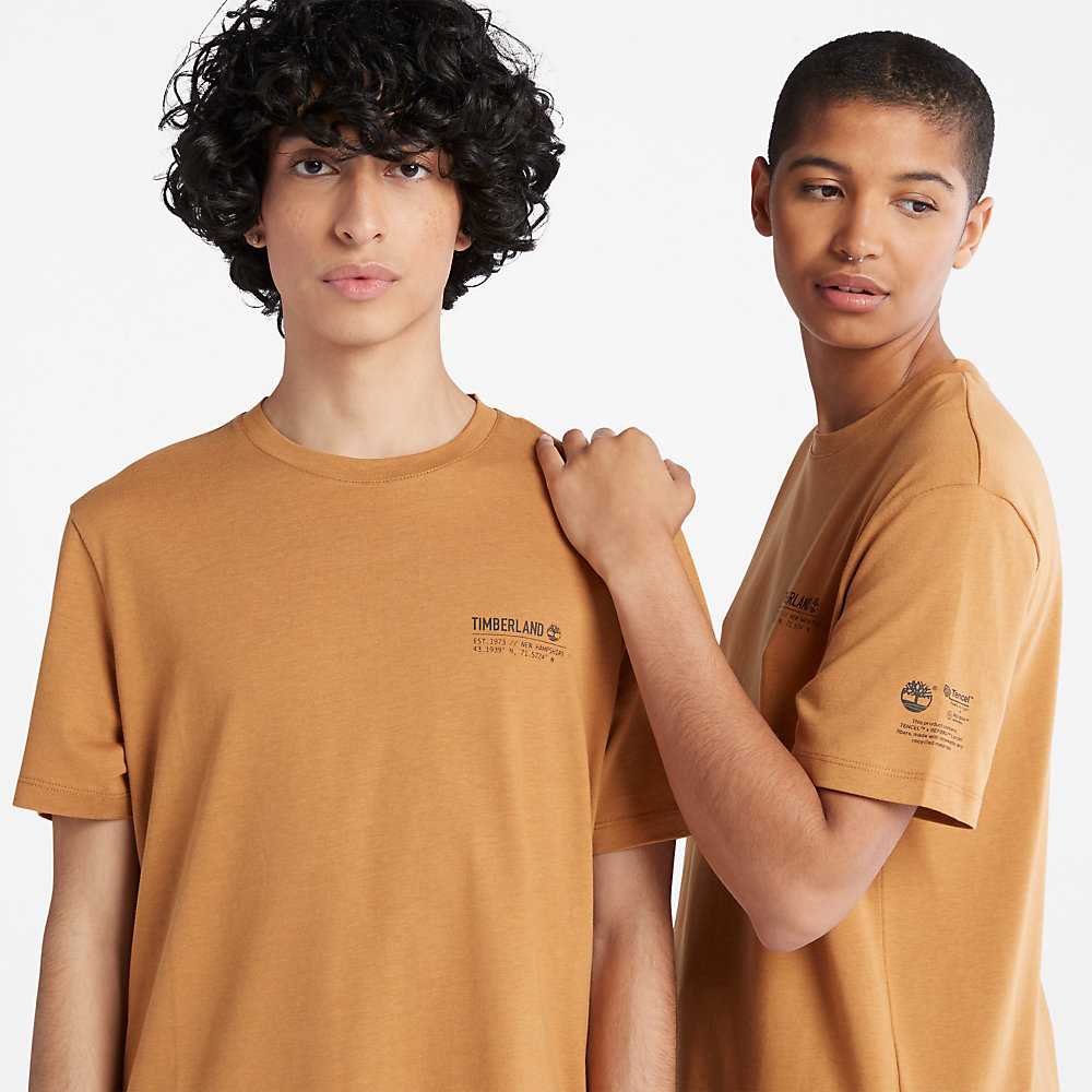 Light Brown Men's Timberland Luxe Comfort Essentials Tencel™ x Refibra™ T Shirts | Israel-8307641