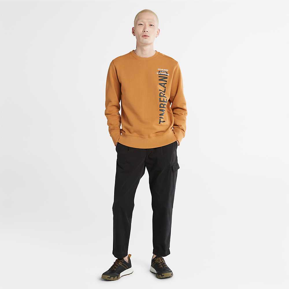 Light Brown Men's Timberland Side-logo Sweatshirt | Israel-5612738