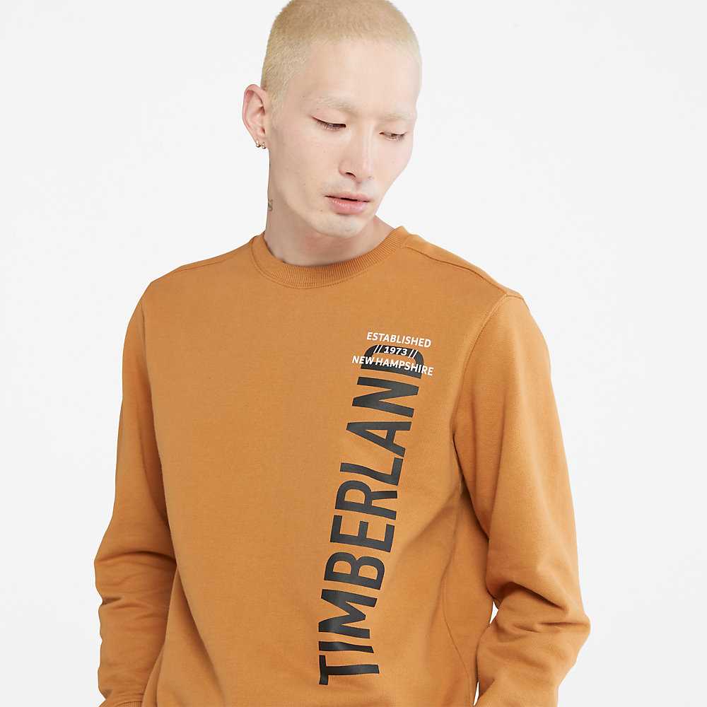 Light Brown Men's Timberland Side-logo Sweatshirt | Israel-5612738