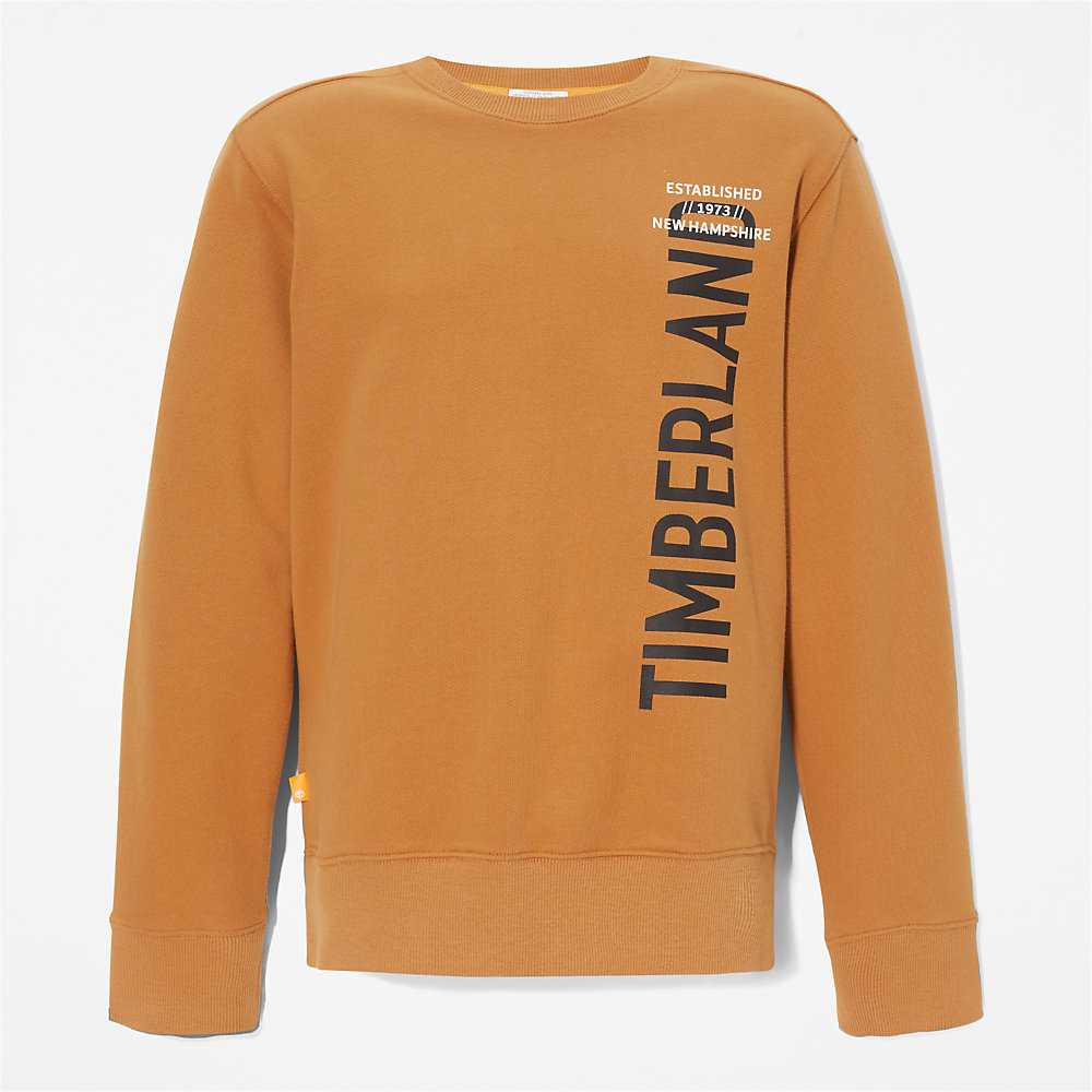 Light Brown Men's Timberland Side-logo Sweatshirt | Israel-5612738