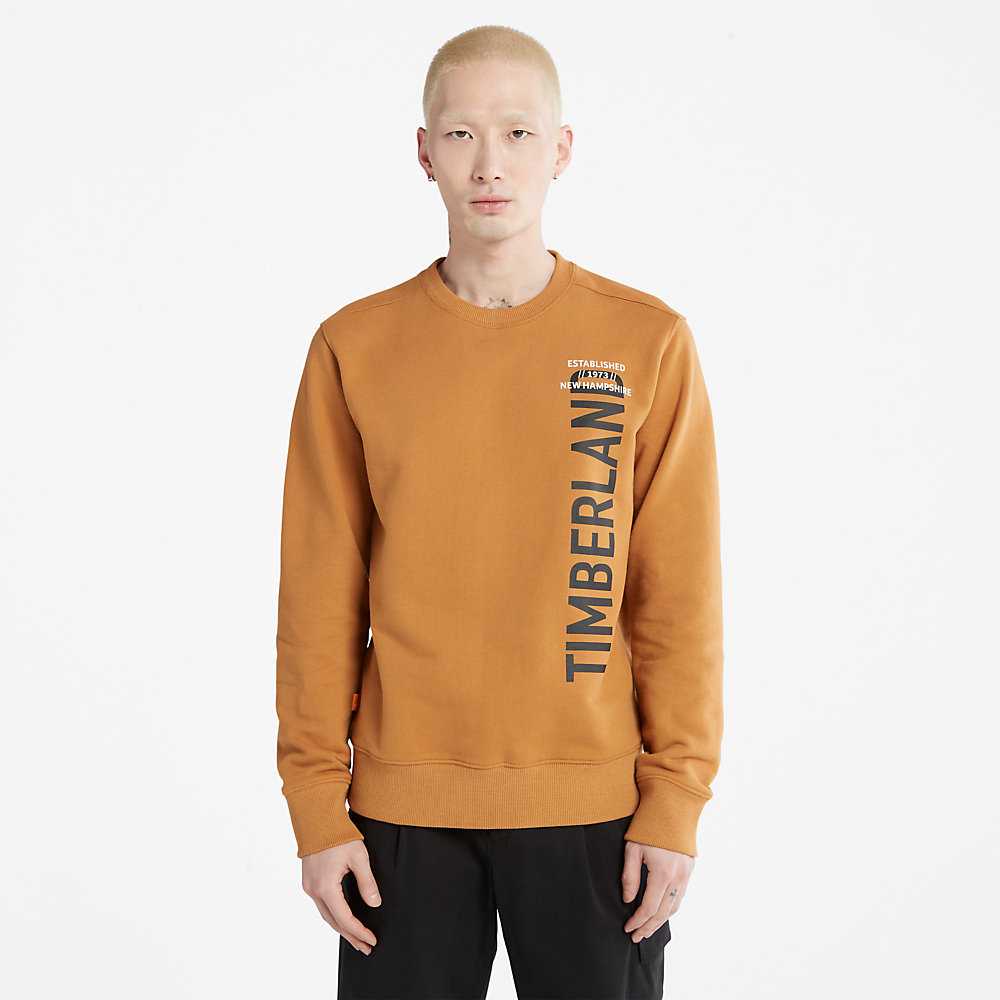 Light Brown Men\'s Timberland Side-logo Sweatshirt | Israel-5612738