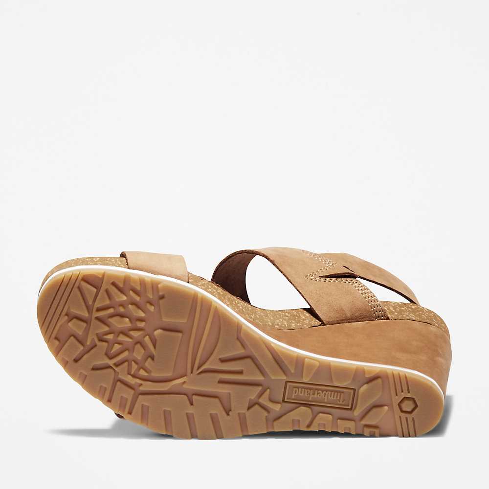 Light Brown Women's Timberland Capri Sunset Wedge Sandals | Israel-6047395