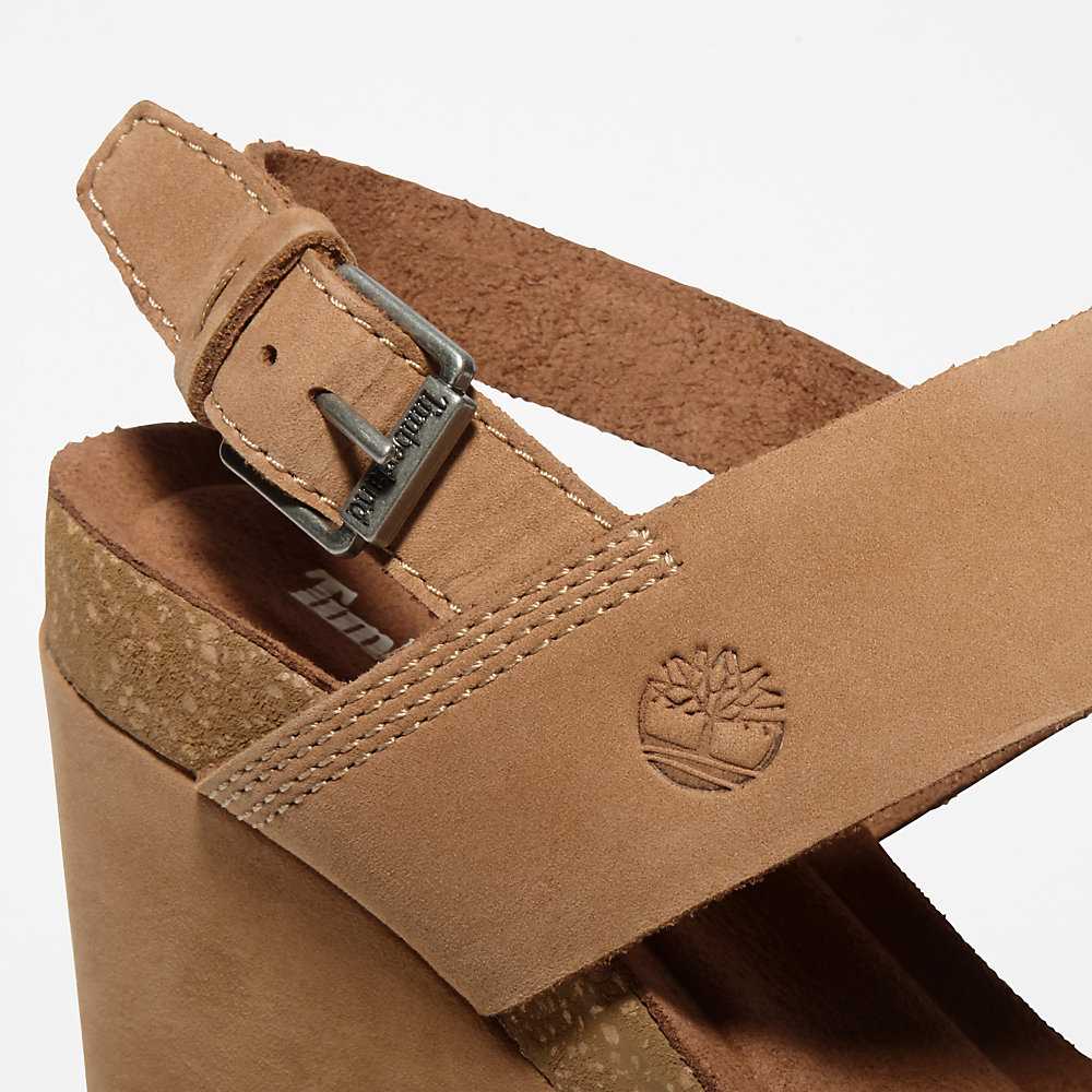 Light Brown Women's Timberland Capri Sunset Wedge Sandals | Israel-6047395