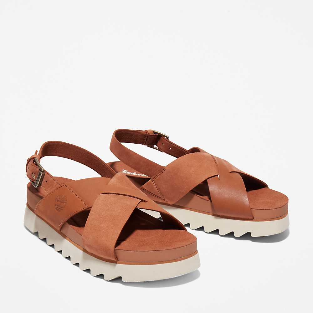 Light Brown Women's Timberland Santa Monica Sunrise Sandals | Israel-4087391