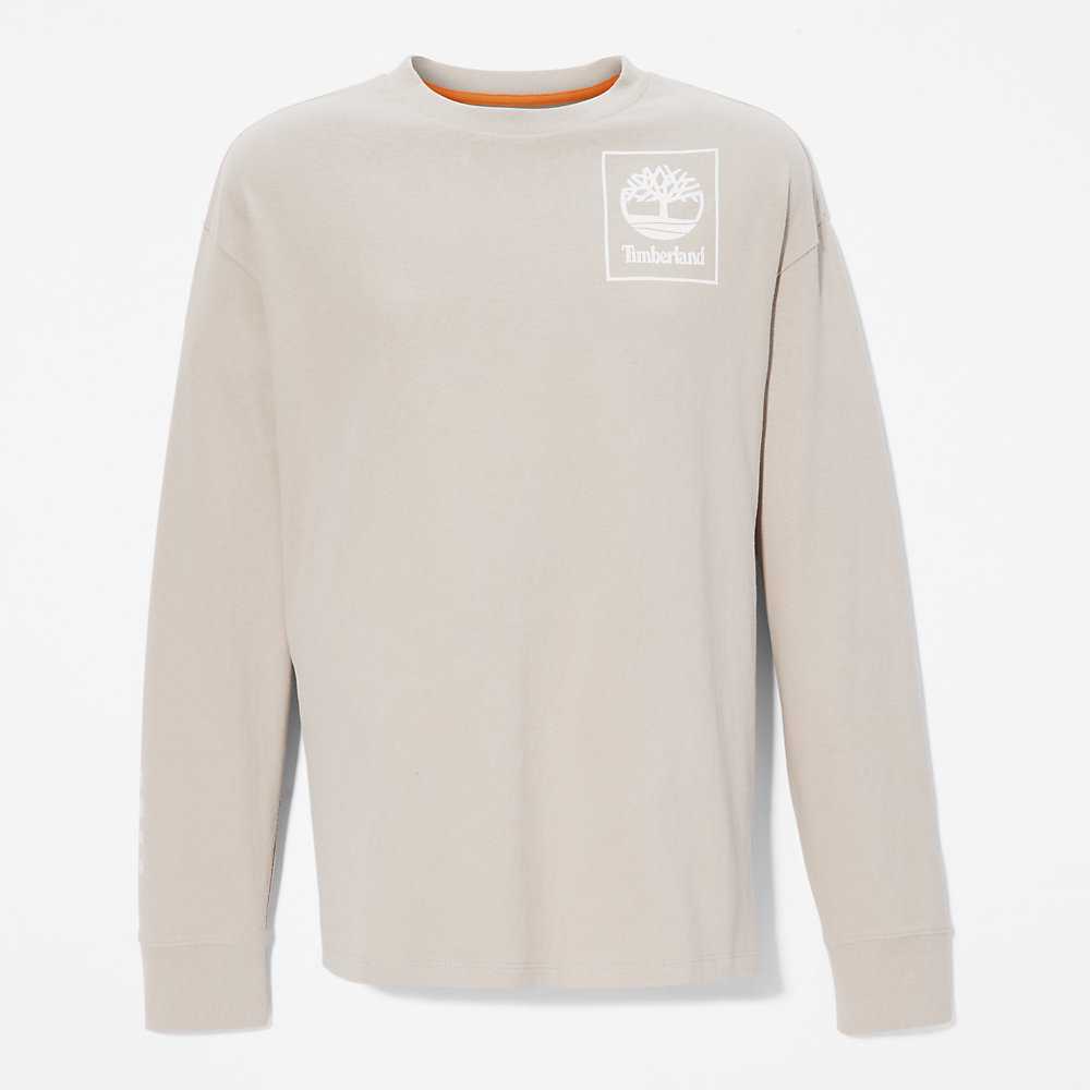 Light Grey Men's Timberland All Gender Heavyweight Long-Sleeve T Shirts | Israel-9316247