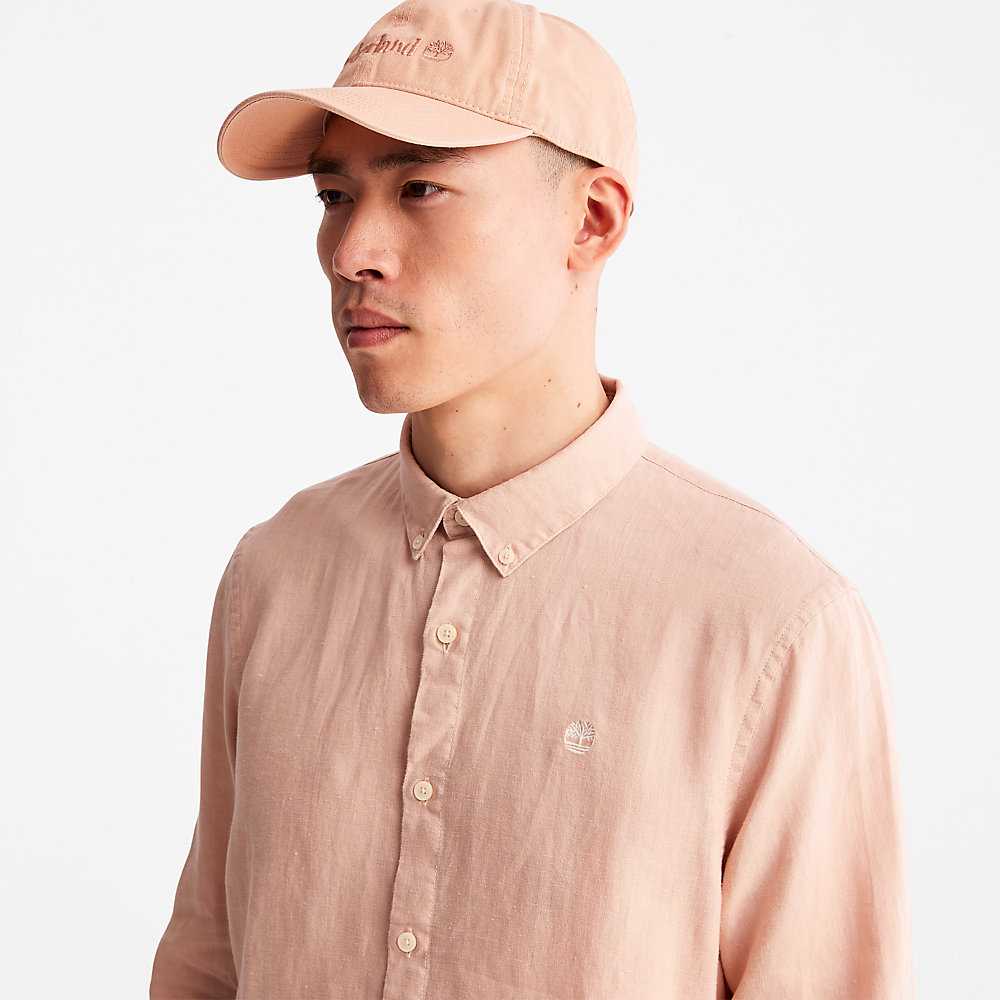 Light Pink Men's Timberland Mill River Shirts | Israel-3127450