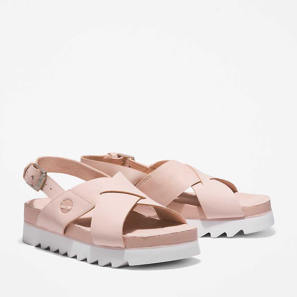 Light Pink Women's Timberland Santa Monica Sunrise Sandals | Israel-5413297