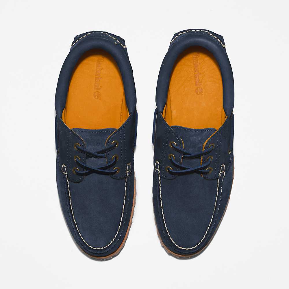 Navy Men's Timberland 3-Eye Lug Boat Shoes | Israel-8702396