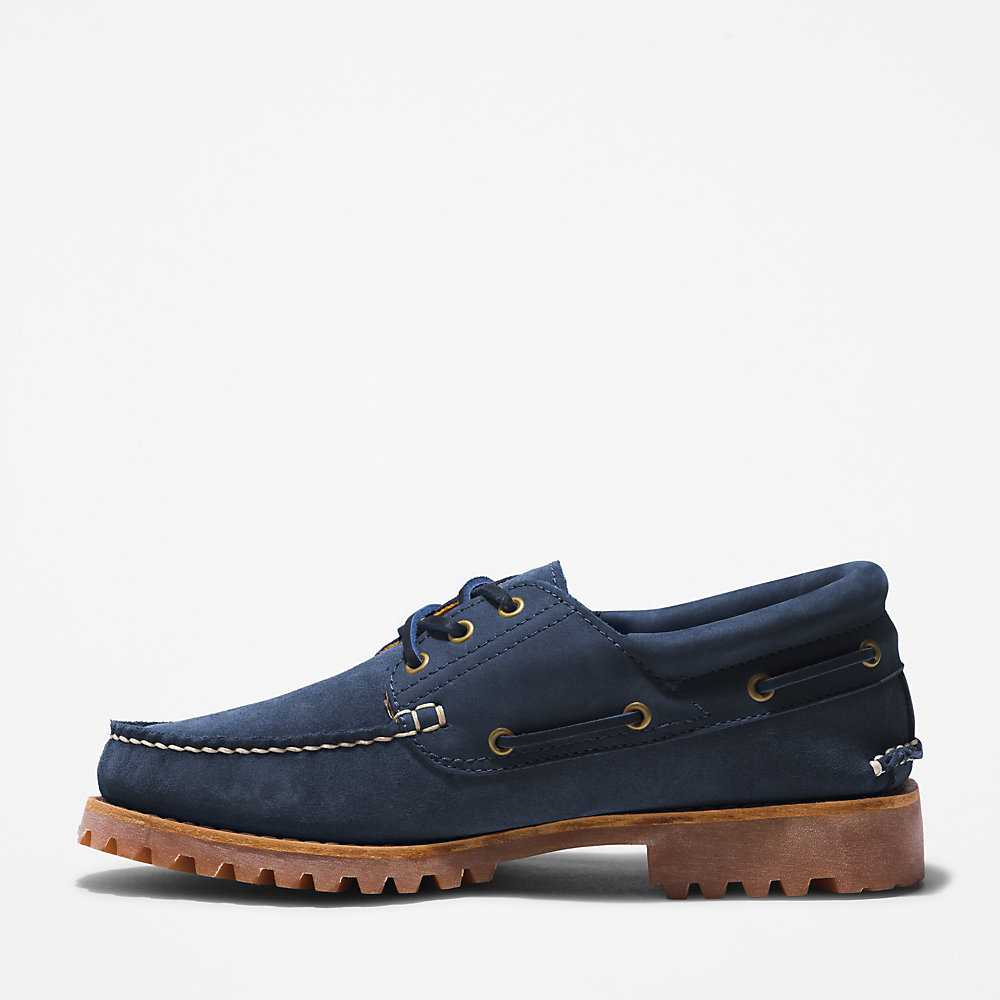 Navy Men's Timberland 3-Eye Lug Boat Shoes | Israel-8702396