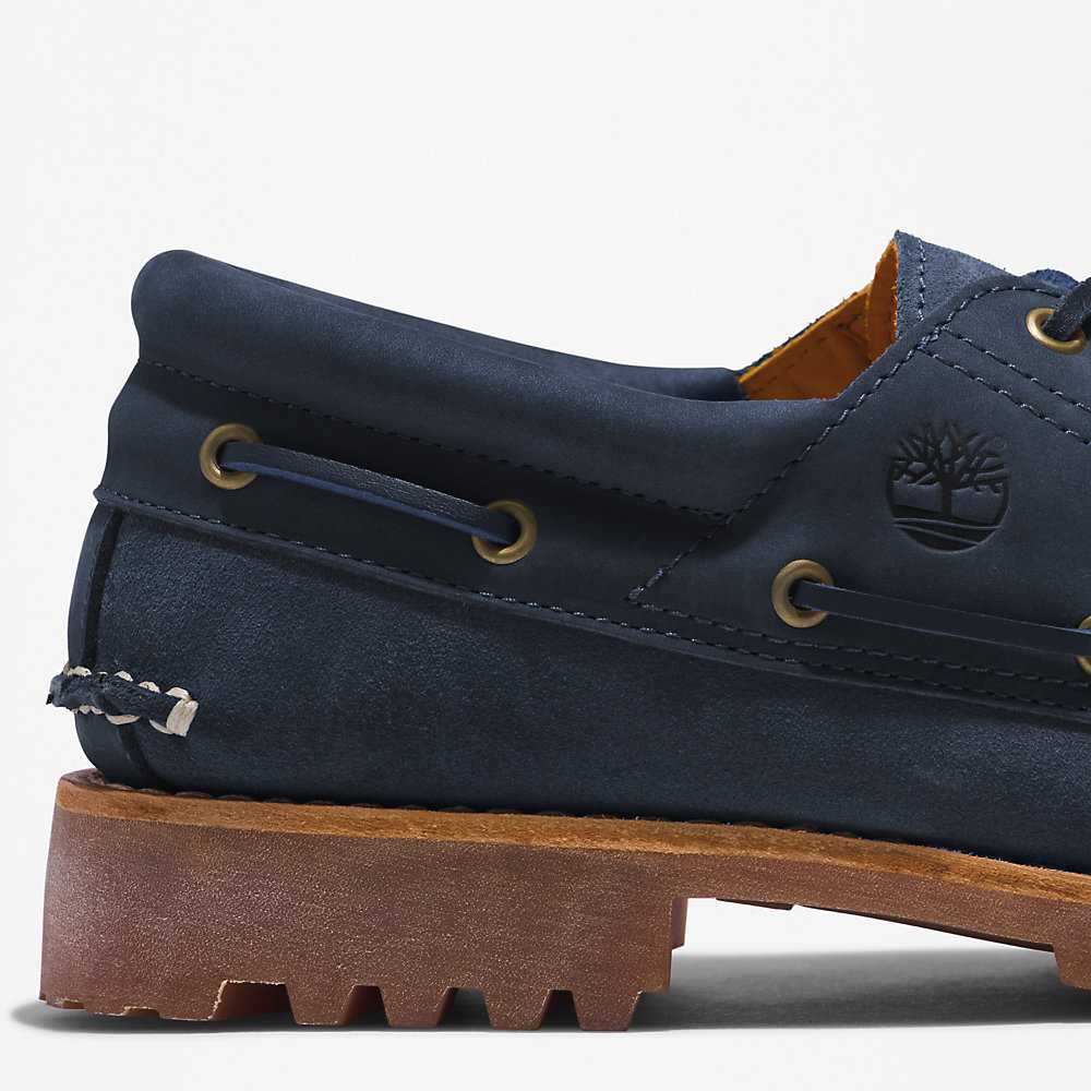 Navy Men's Timberland 3-Eye Lug Boat Shoes | Israel-8702396