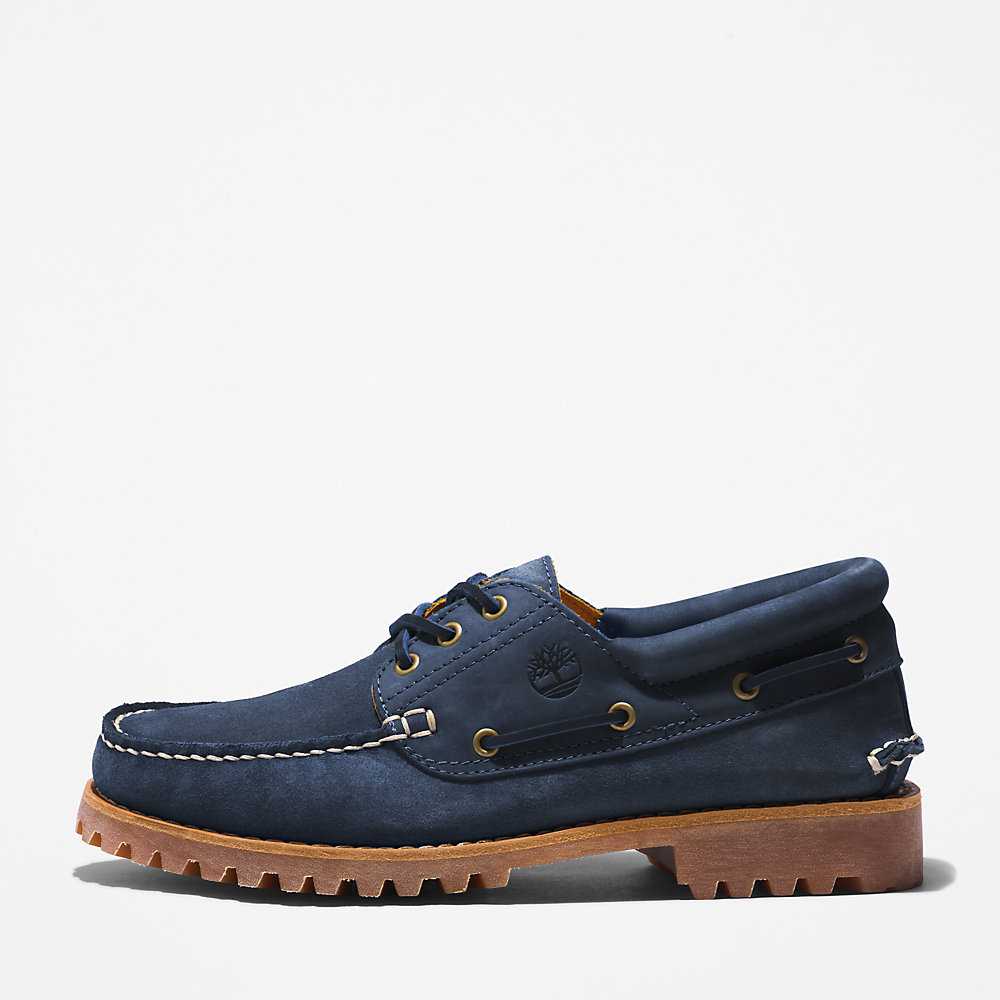 Navy Men's Timberland 3-Eye Lug Boat Shoes | Israel-8702396