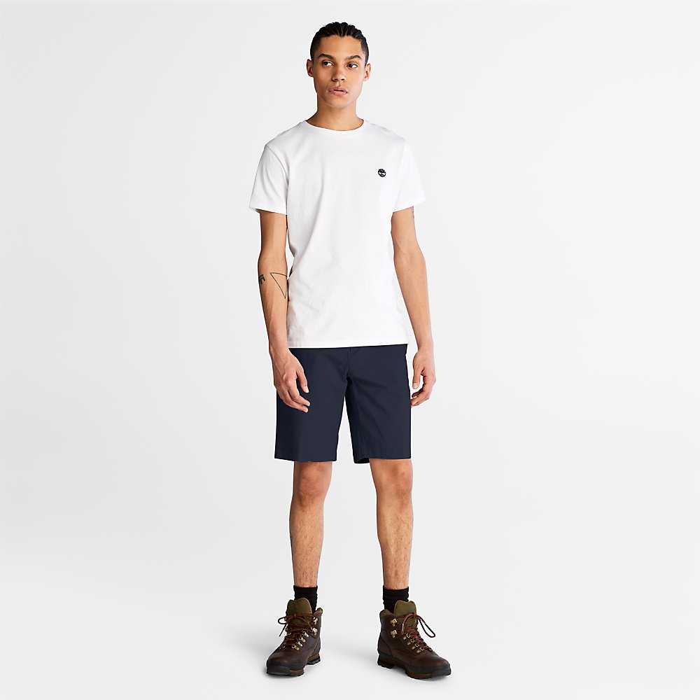 Navy Men's Timberland Cotton Shorts | Israel-6102379