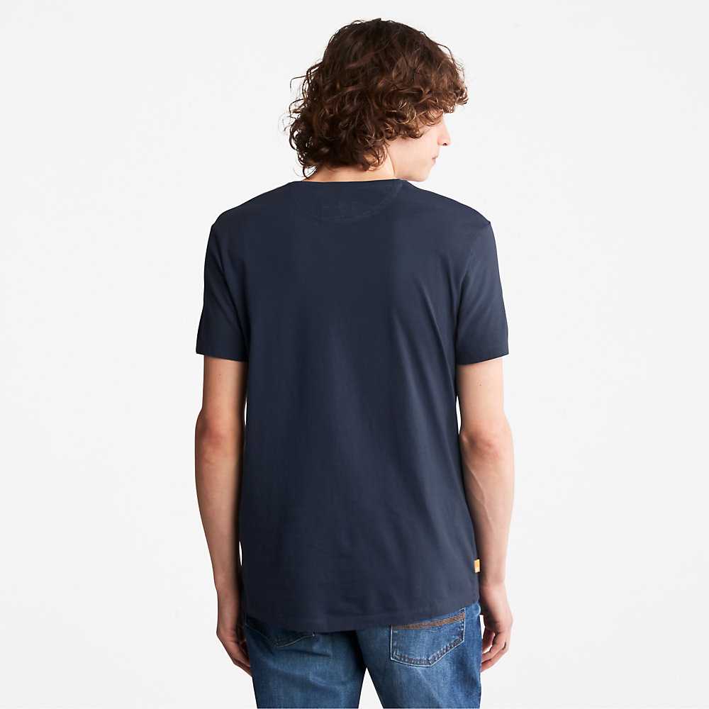 Navy Men's Timberland Dunstan River T Shirts | Israel-2895307