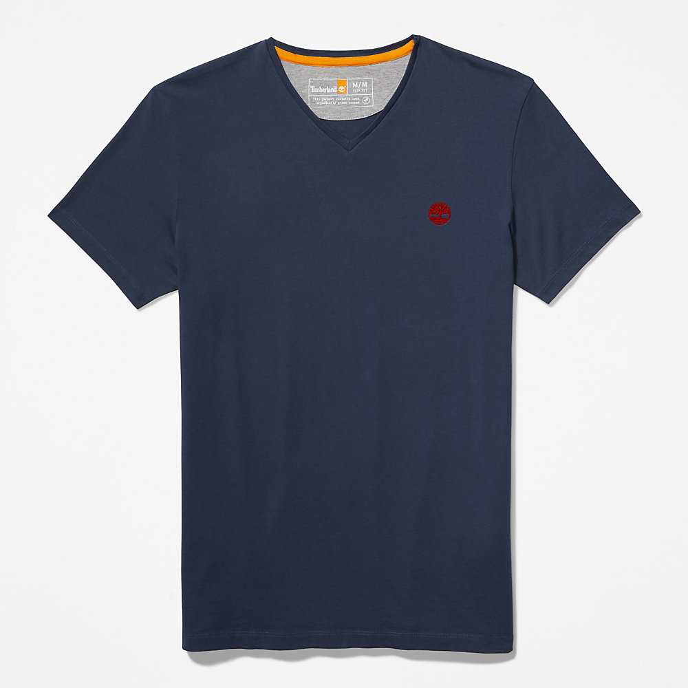 Navy Men's Timberland Dunstan River T Shirts | Israel-2895307