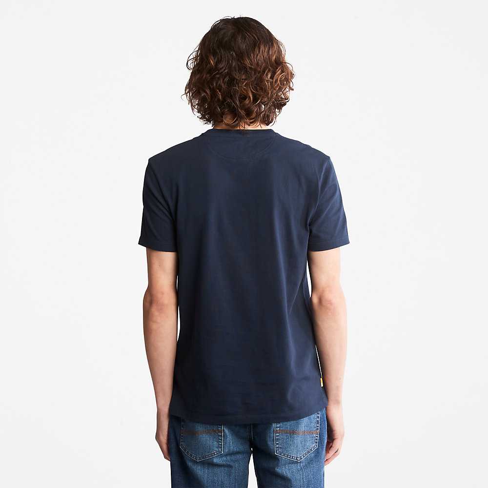 Navy Men's Timberland Dunstan River T Shirts | Israel-4879312