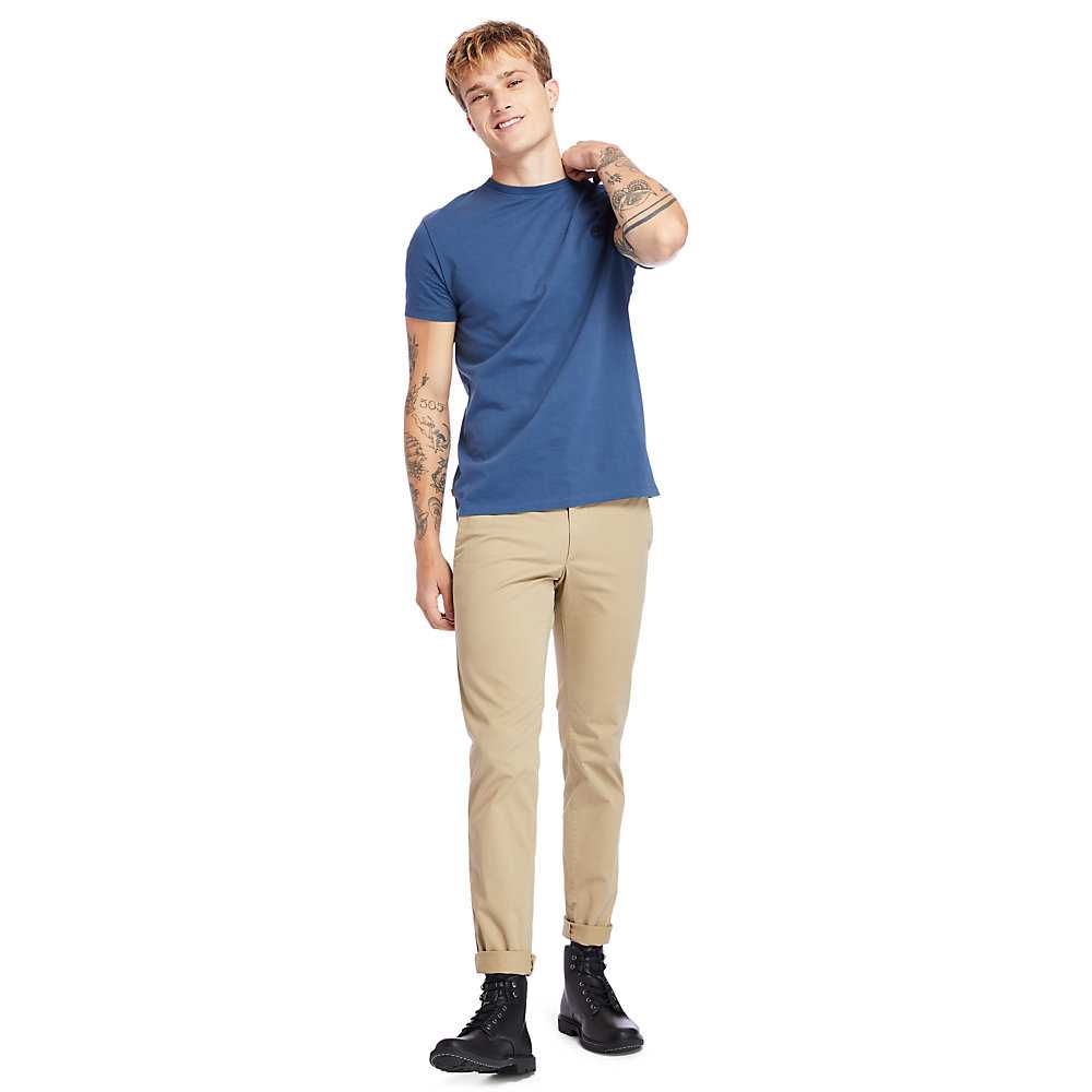 Navy Men's Timberland Dunstan River T Shirts | Israel-5762903