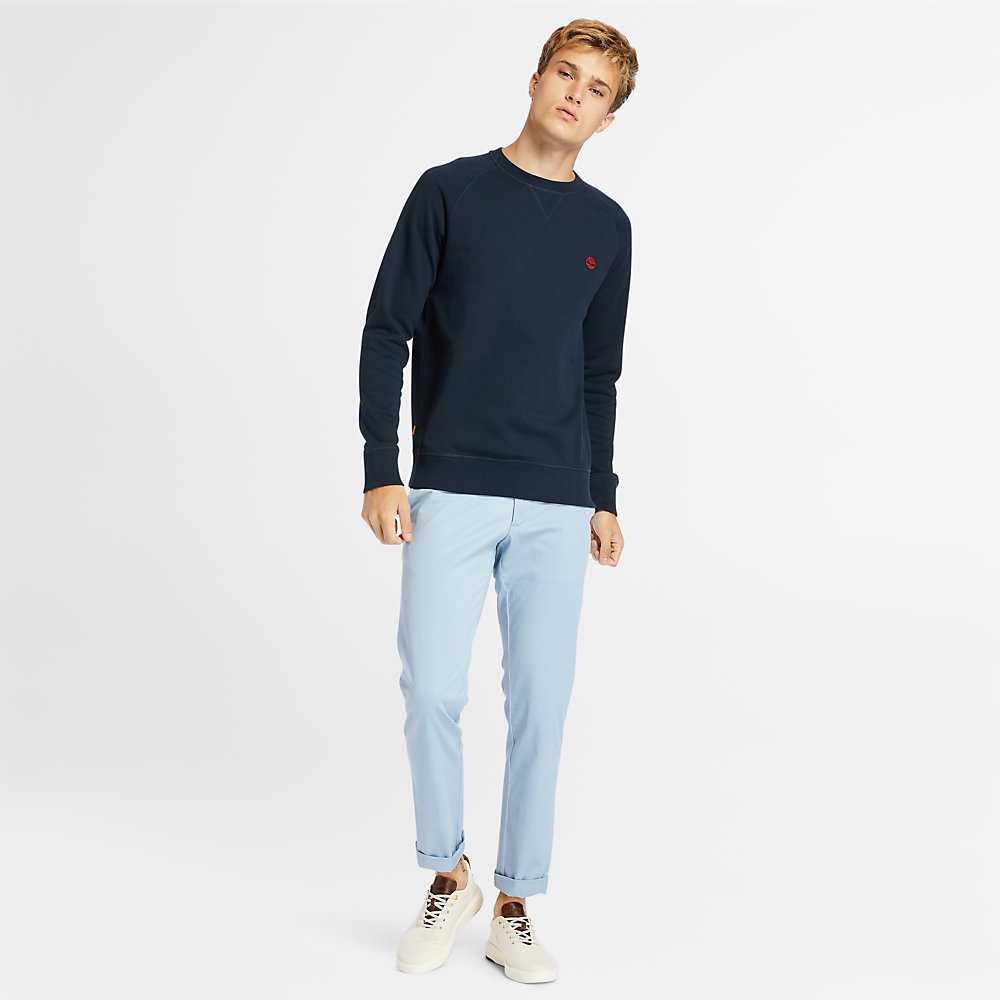 Navy Men's Timberland Exeter River Sweatshirt | Israel-5764318