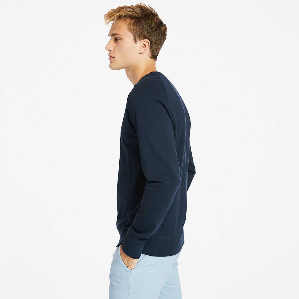 Navy Men's Timberland Exeter River Sweatshirt | Israel-5764318