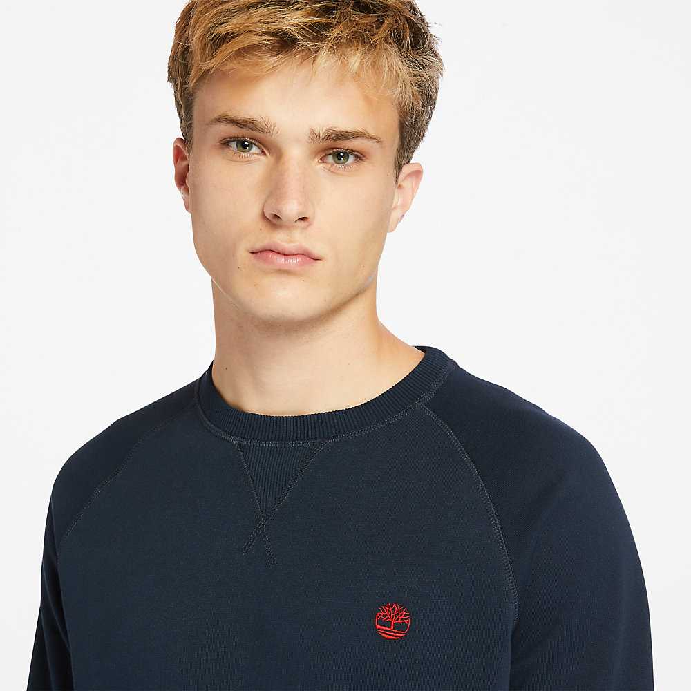 Navy Men's Timberland Exeter River Sweatshirt | Israel-5764318