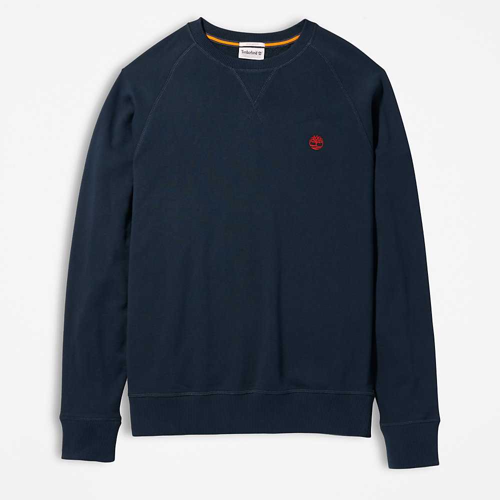 Navy Men's Timberland Exeter River Sweatshirt | Israel-5764318