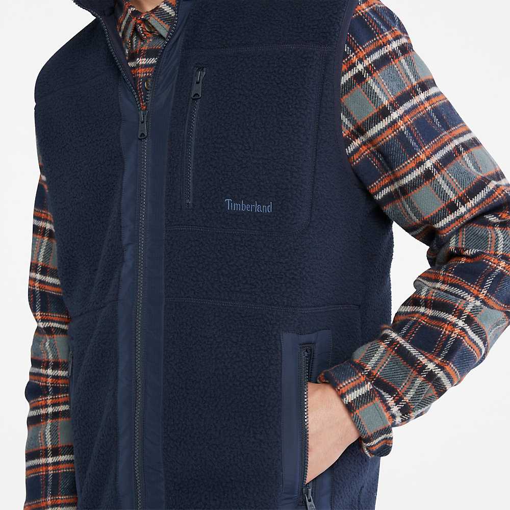 Navy Men's Timberland High-pile Vest | Israel-2470983