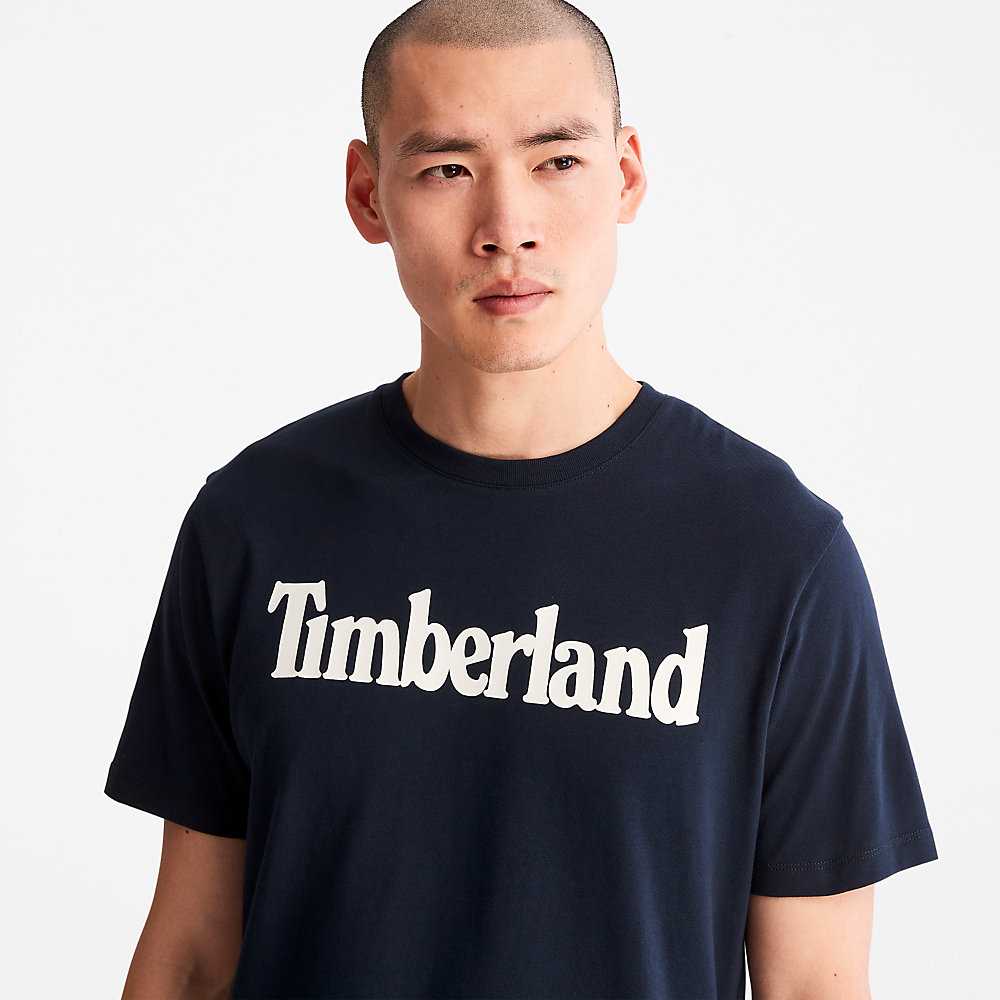 Navy Men's Timberland Kennebec River T Shirts | Israel-3614098