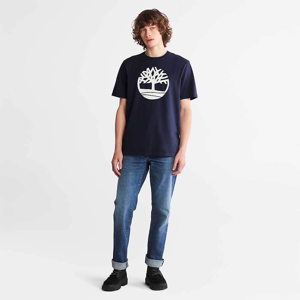 Navy Men's Timberland Kennebec River T Shirts | Israel-6210534