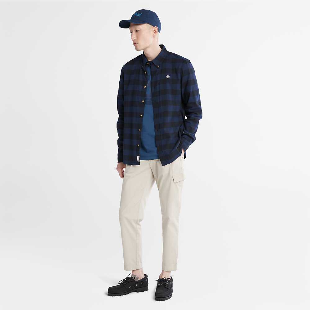 Navy Men's Timberland Mascoma River Check Shirt | Israel-8937245