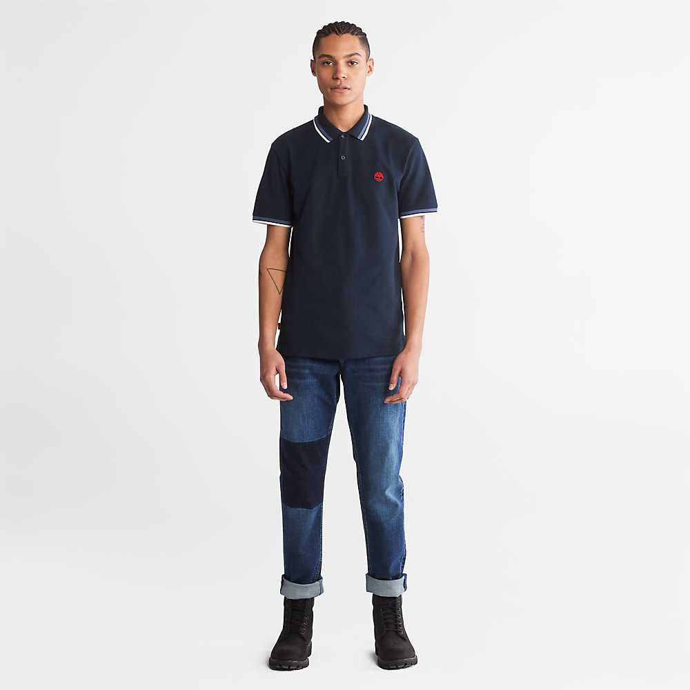 Navy Men's Timberland Millers River Polo Shirts | Israel-0354196