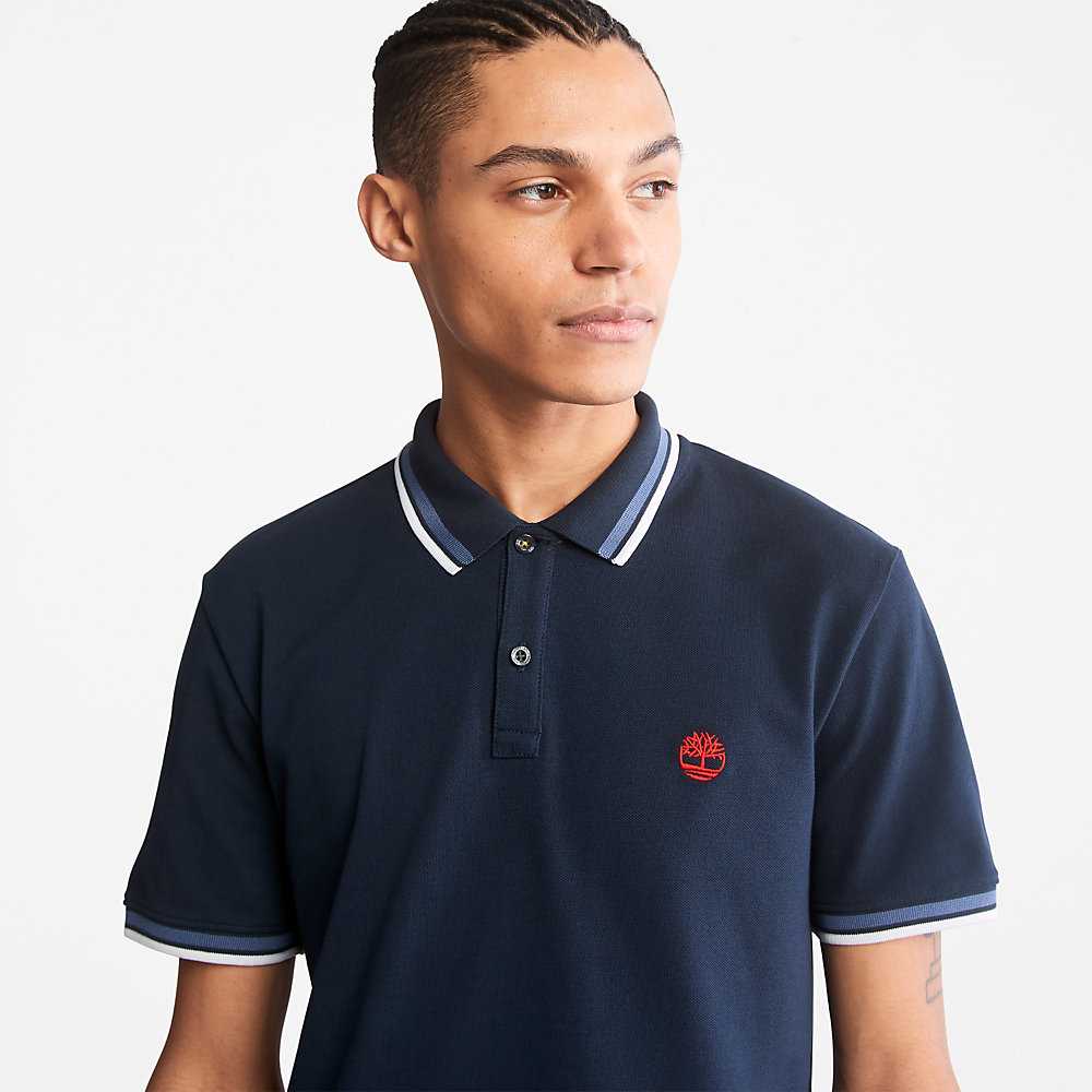 Navy Men's Timberland Millers River Polo Shirts | Israel-0354196