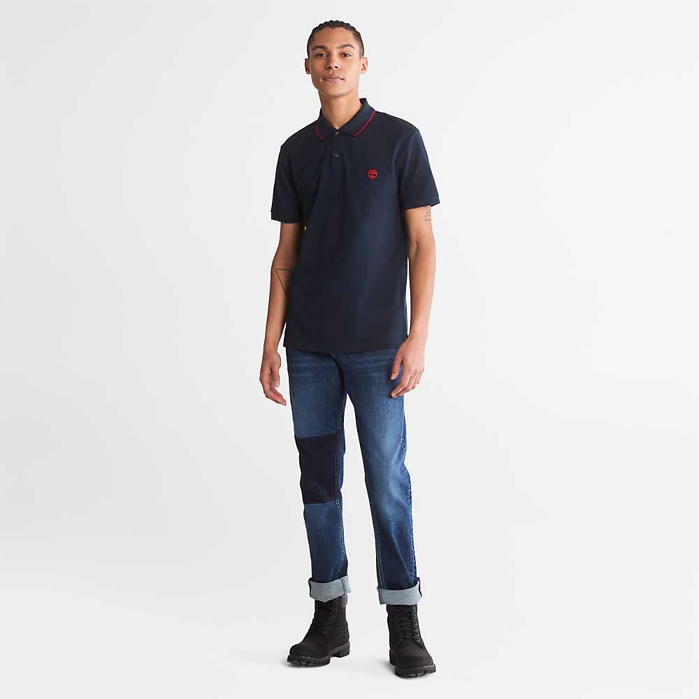 Navy Men's Timberland Millers River Polo Shirts | Israel-6304927