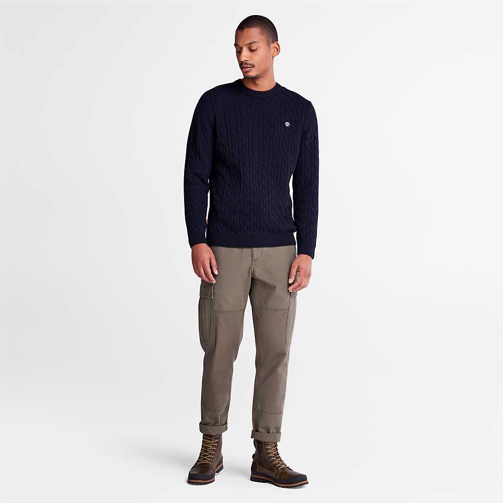 Navy Men's Timberland Phillips Brook Sweaters | Israel-4865302