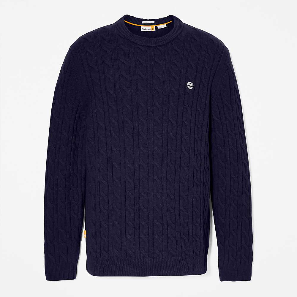 Navy Men's Timberland Phillips Brook Sweaters | Israel-4865302