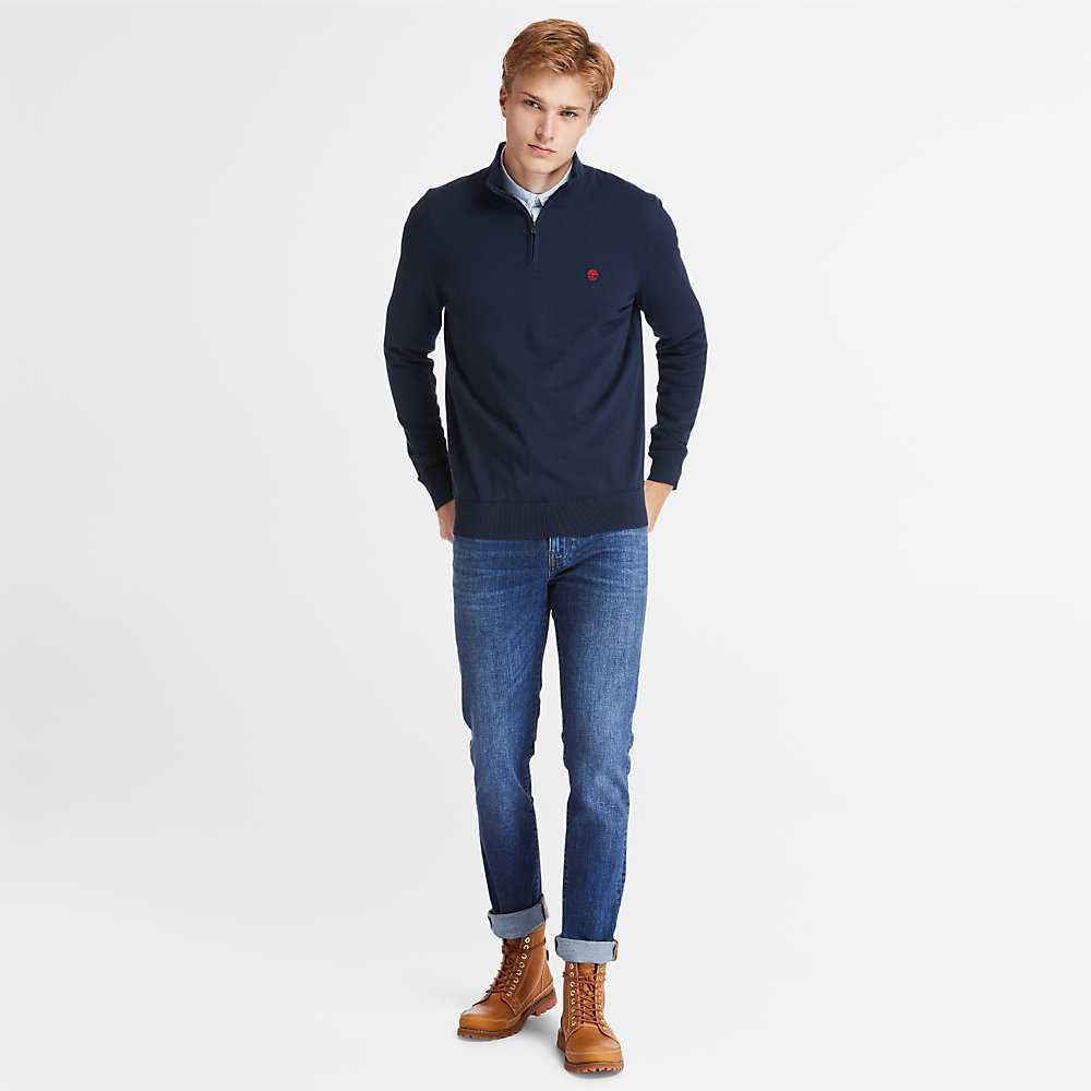 Navy Men's Timberland Williams River Sweaters | Israel-6541802