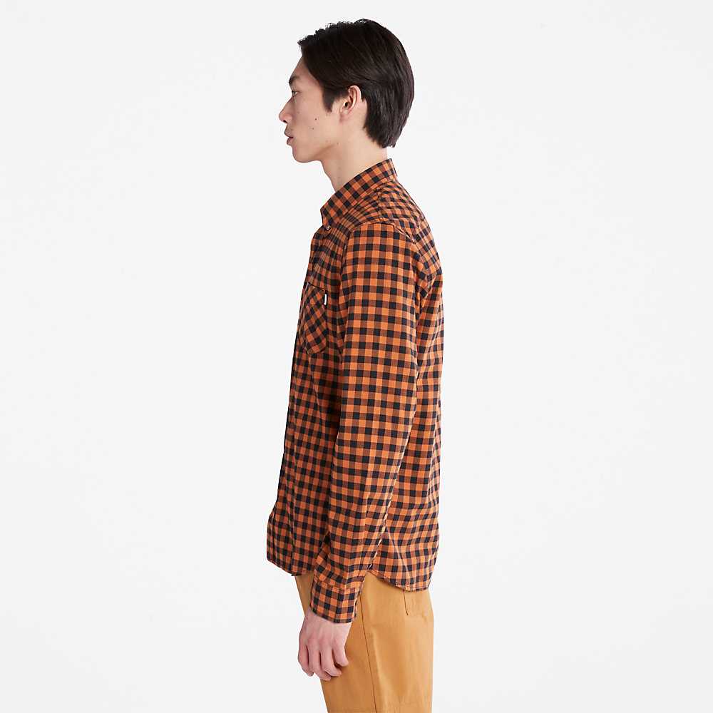 Orange Men's Timberland Back River Check Check Shirt | Israel-1028573