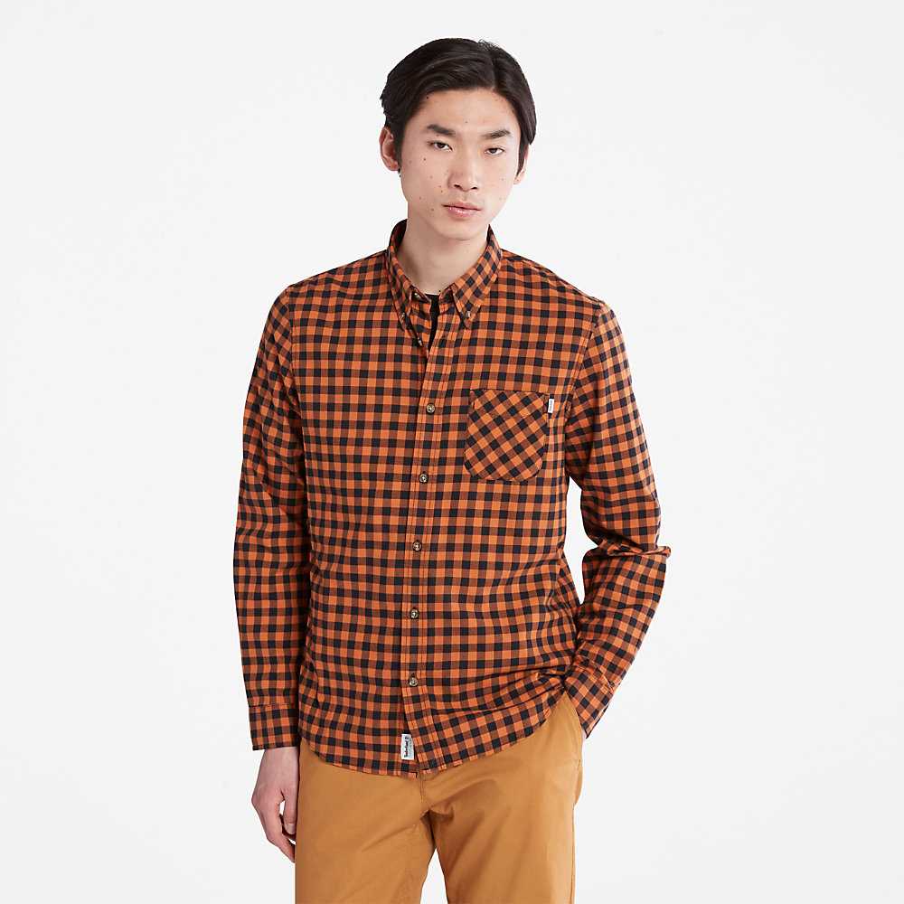 Orange Men\'s Timberland Back River Check Check Shirt | Israel-1028573