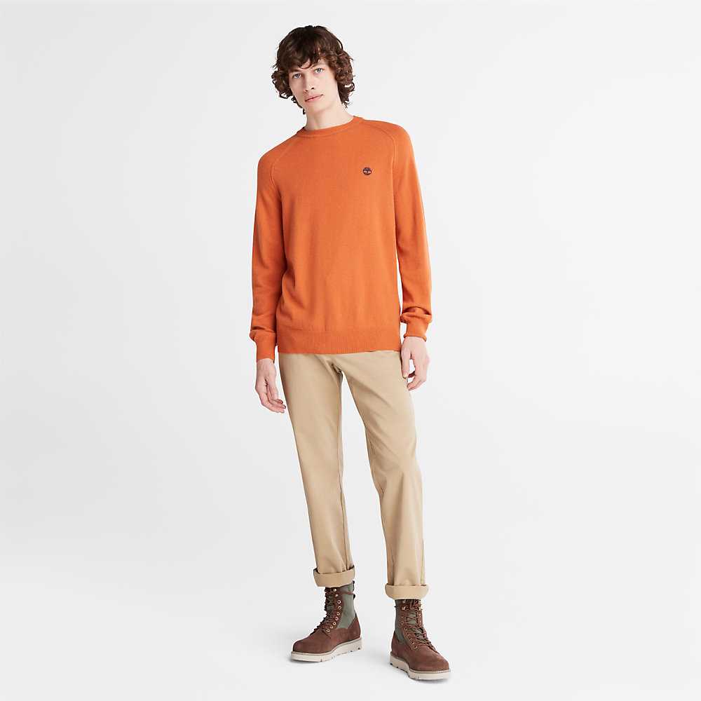 Orange Men's Timberland Crewneck Sweatshirt | Israel-0763851