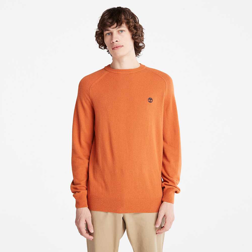 Orange Men\'s Timberland Crewneck Sweatshirt | Israel-0763851