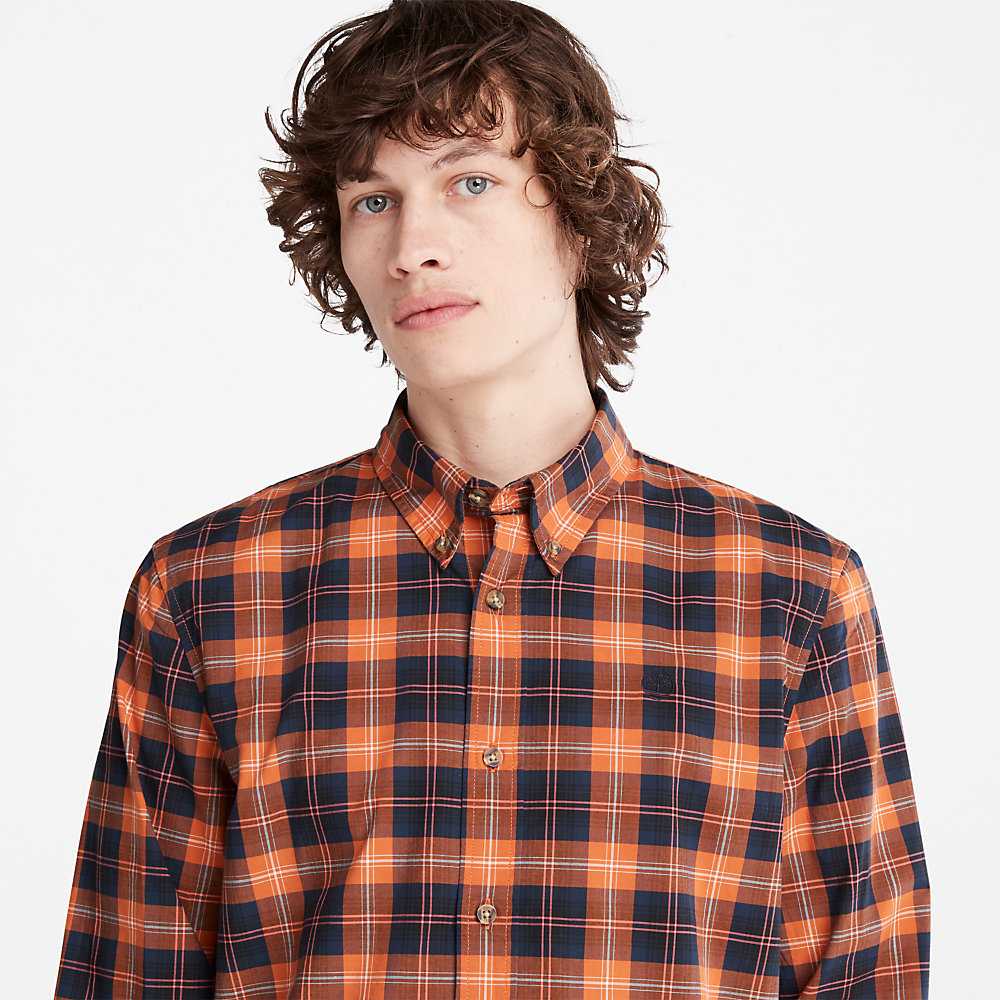 Orange Men's Timberland Eastham Check Shirt | Israel-3054276