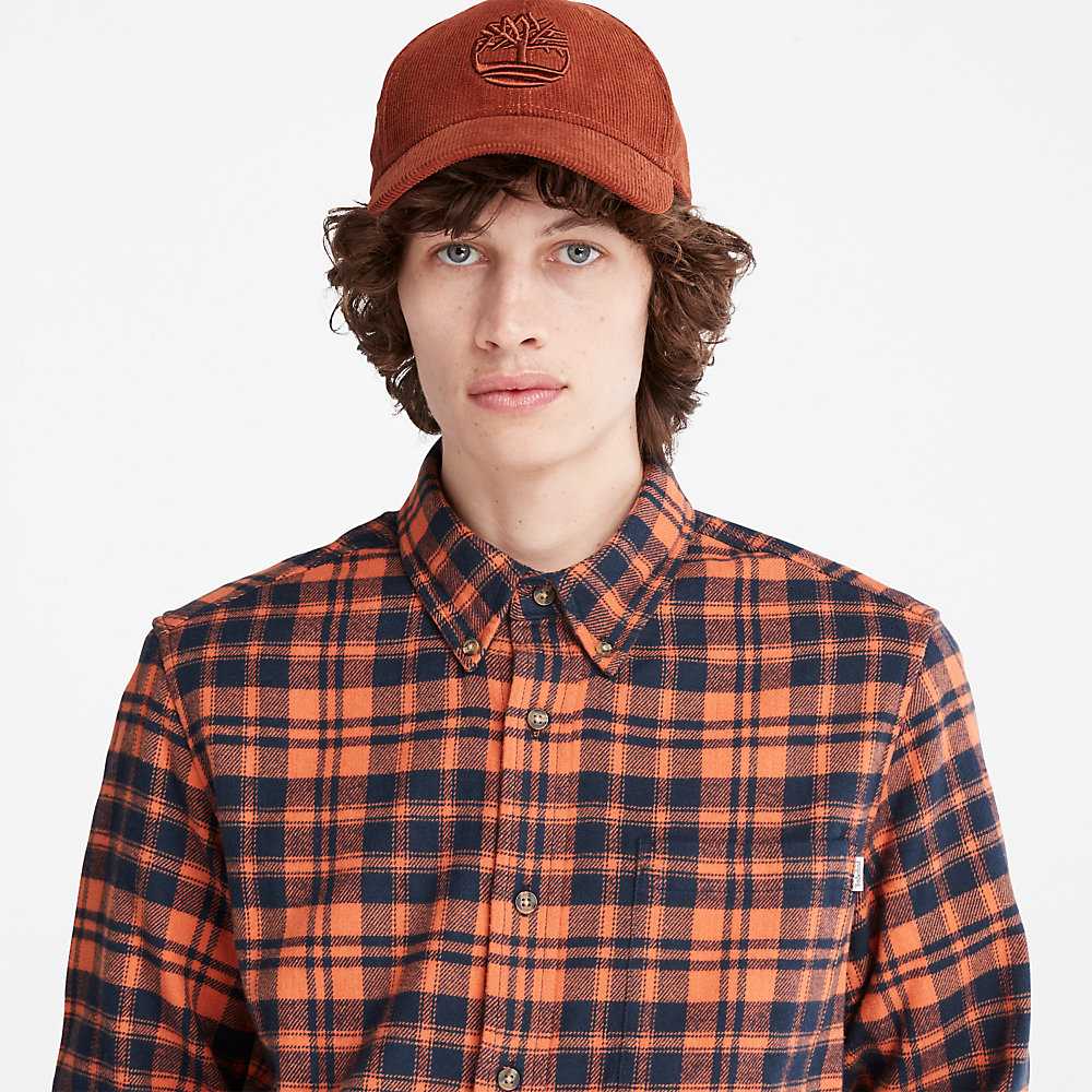 Orange Men's Timberland Flannel Check Shirt | Israel-3256874