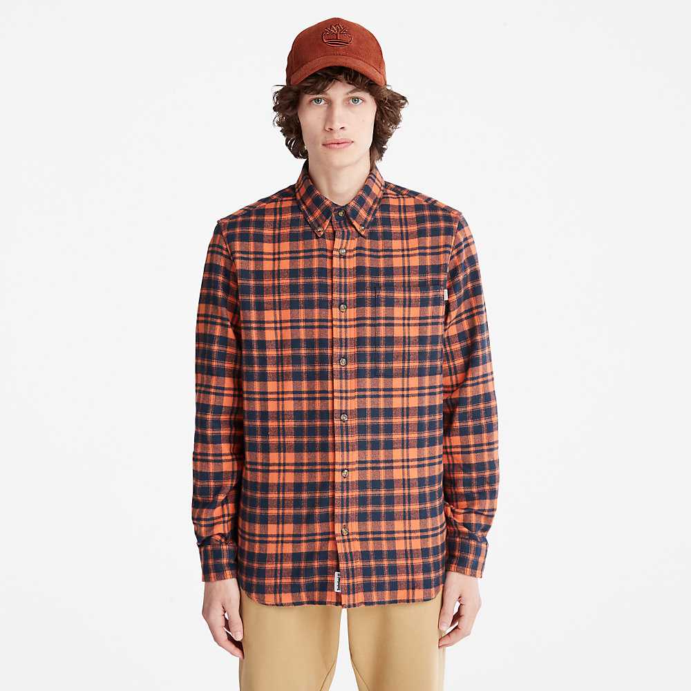 Orange Men\'s Timberland Flannel Check Shirt | Israel-3256874