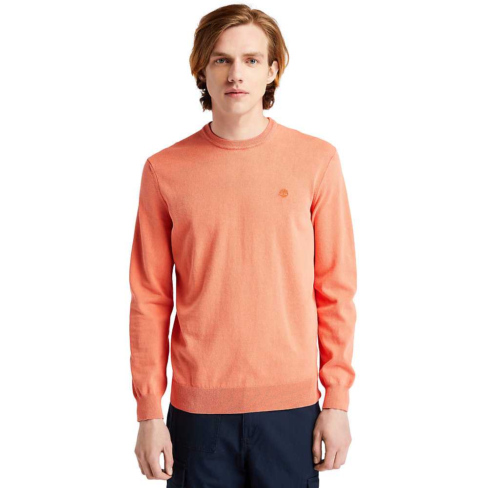 Orange Men\'s Timberland Lightweight Washed Sweatshirt | Israel-5389042