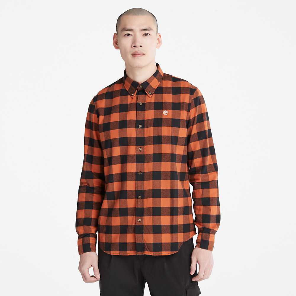 Orange Men\'s Timberland Mascoma River Check Shirt | Israel-2684079