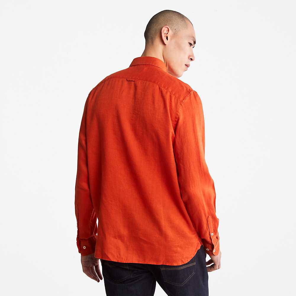 Orange Men's Timberland Mill River Shirts | Israel-5743680