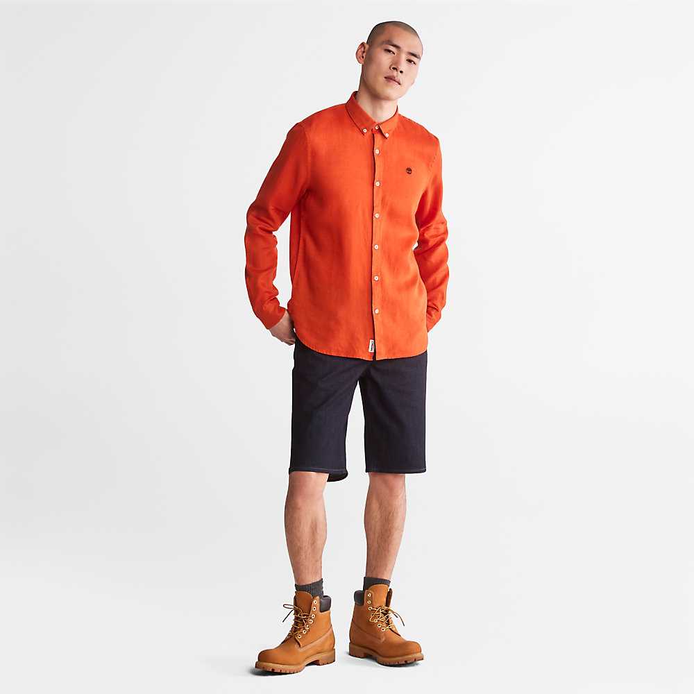 Orange Men's Timberland Mill River Shirts | Israel-5743680