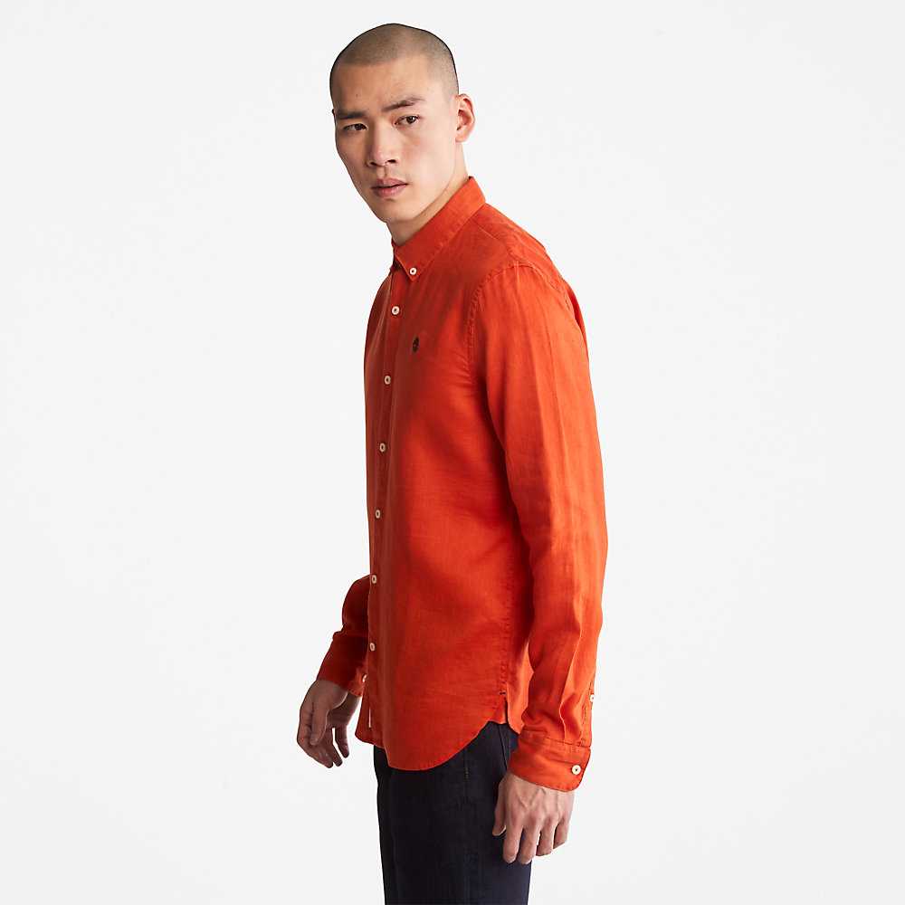 Orange Men's Timberland Mill River Shirts | Israel-5743680