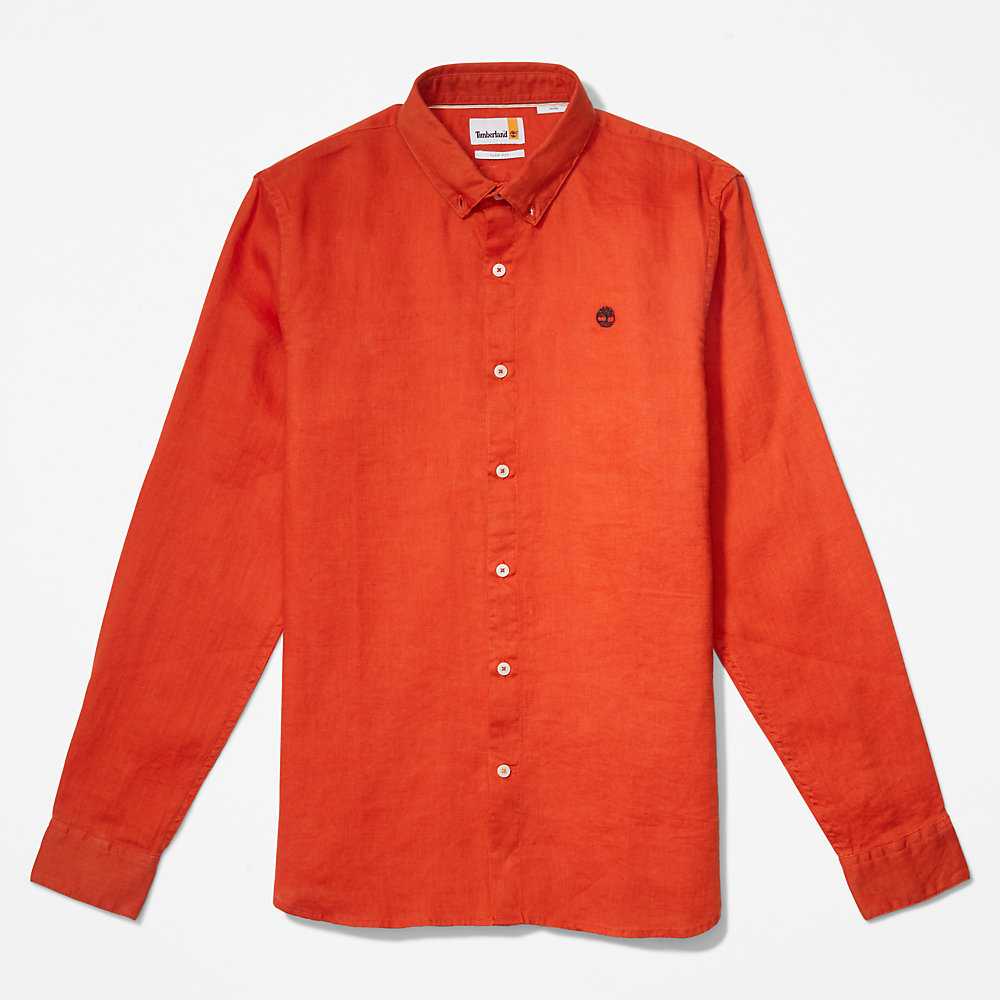 Orange Men's Timberland Mill River Shirts | Israel-5743680